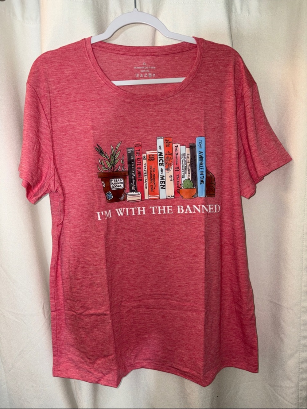 📕🆕📕 Heather Red Graphic Tee "I'm With The Banned" Size XL New In The Bag